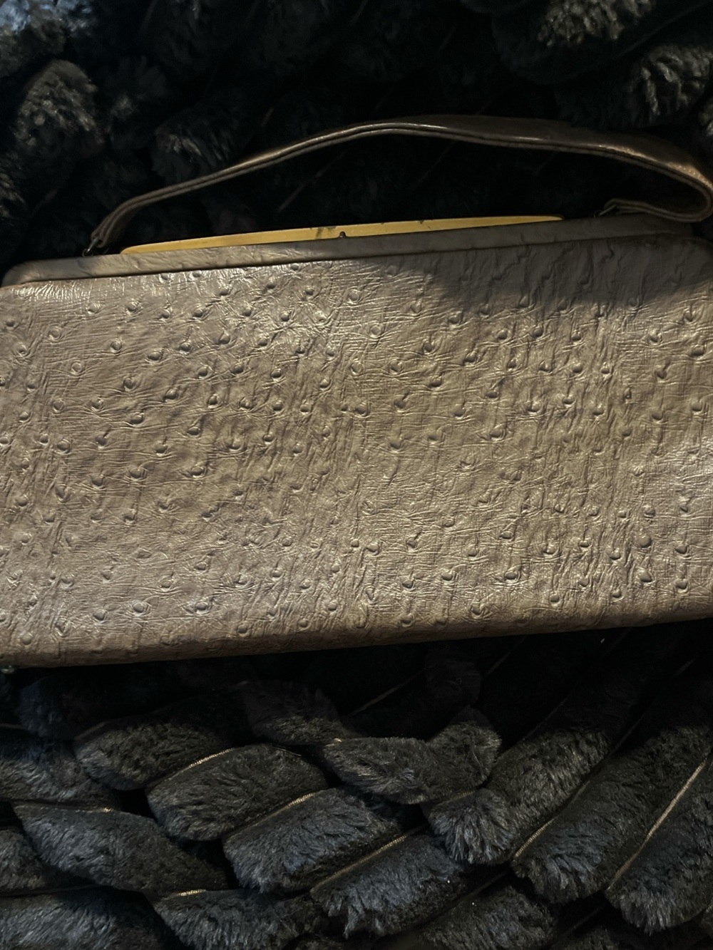 Mid-Century Ostrich Leather Top-Handle Vintage handbag